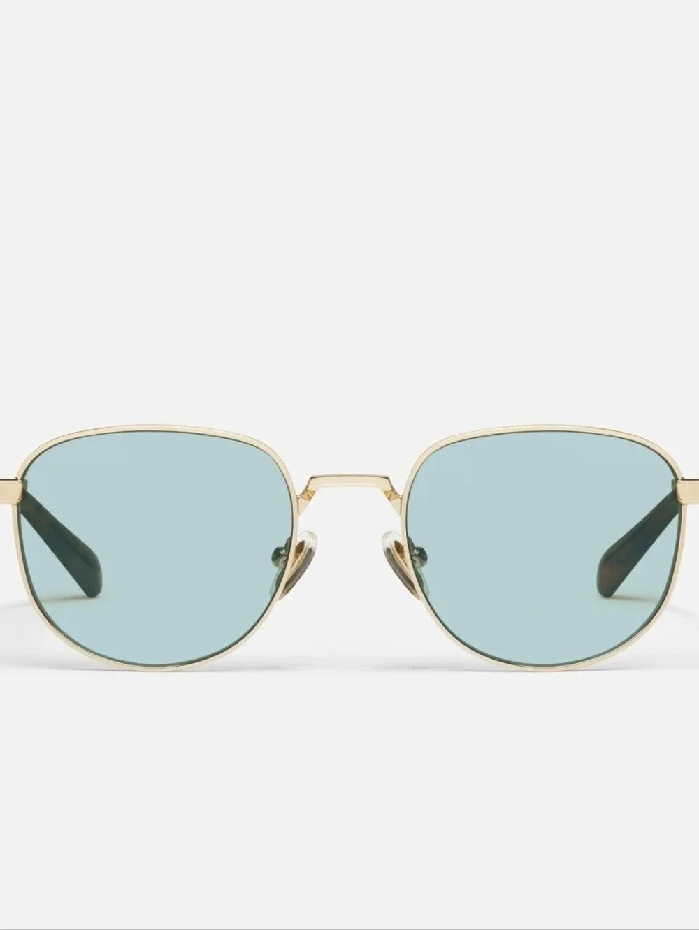 Quay Born Ready Sunglasses NWT $95 Unisex Gold Frame / Aqua Lens Retro